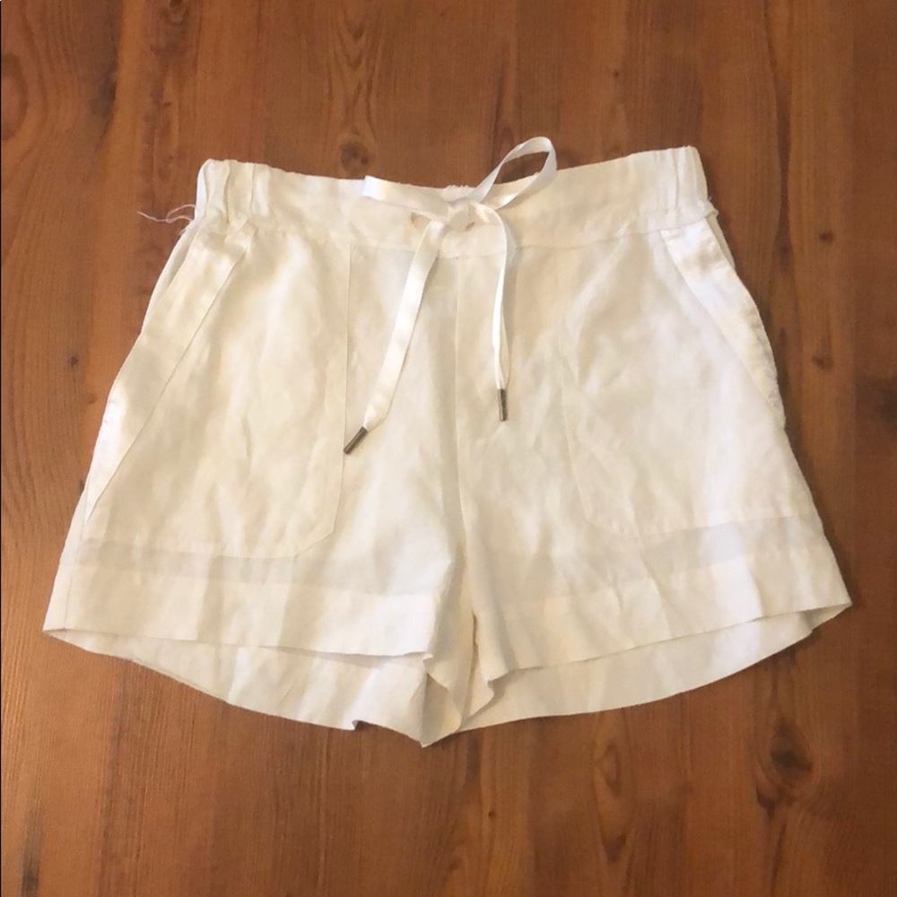 Maison de Papillon Alyssa silk and linen shorts.